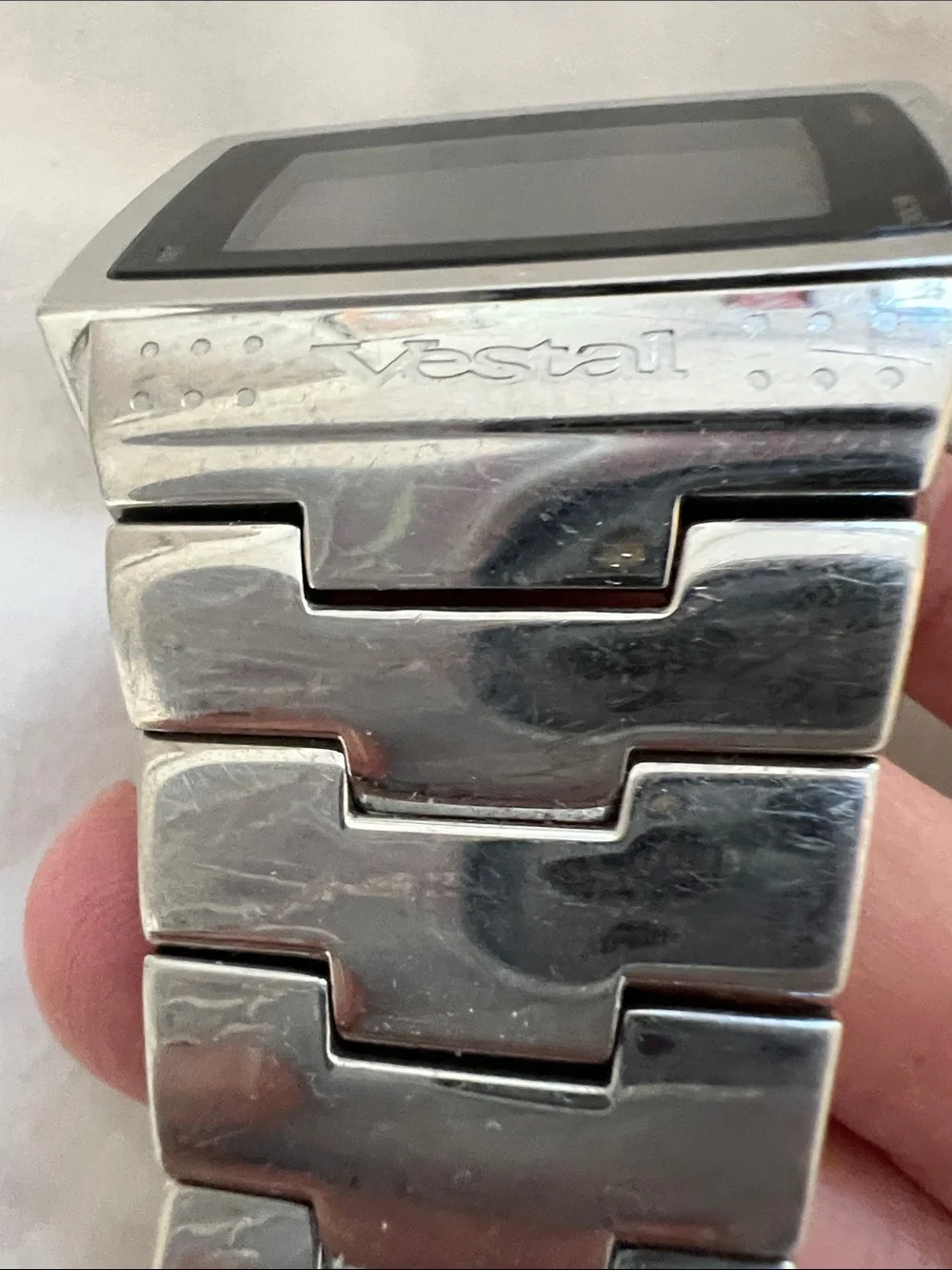 Vestal Silver Stainless Steel Digital Watch | Retro Y2K Style
